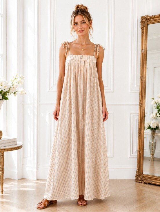 Rylee + Cru Dresses & Skirts - Rylee + Cru | 100% Cotton Tie Strap Maxi |Dress Size M | Boho Cottagecore